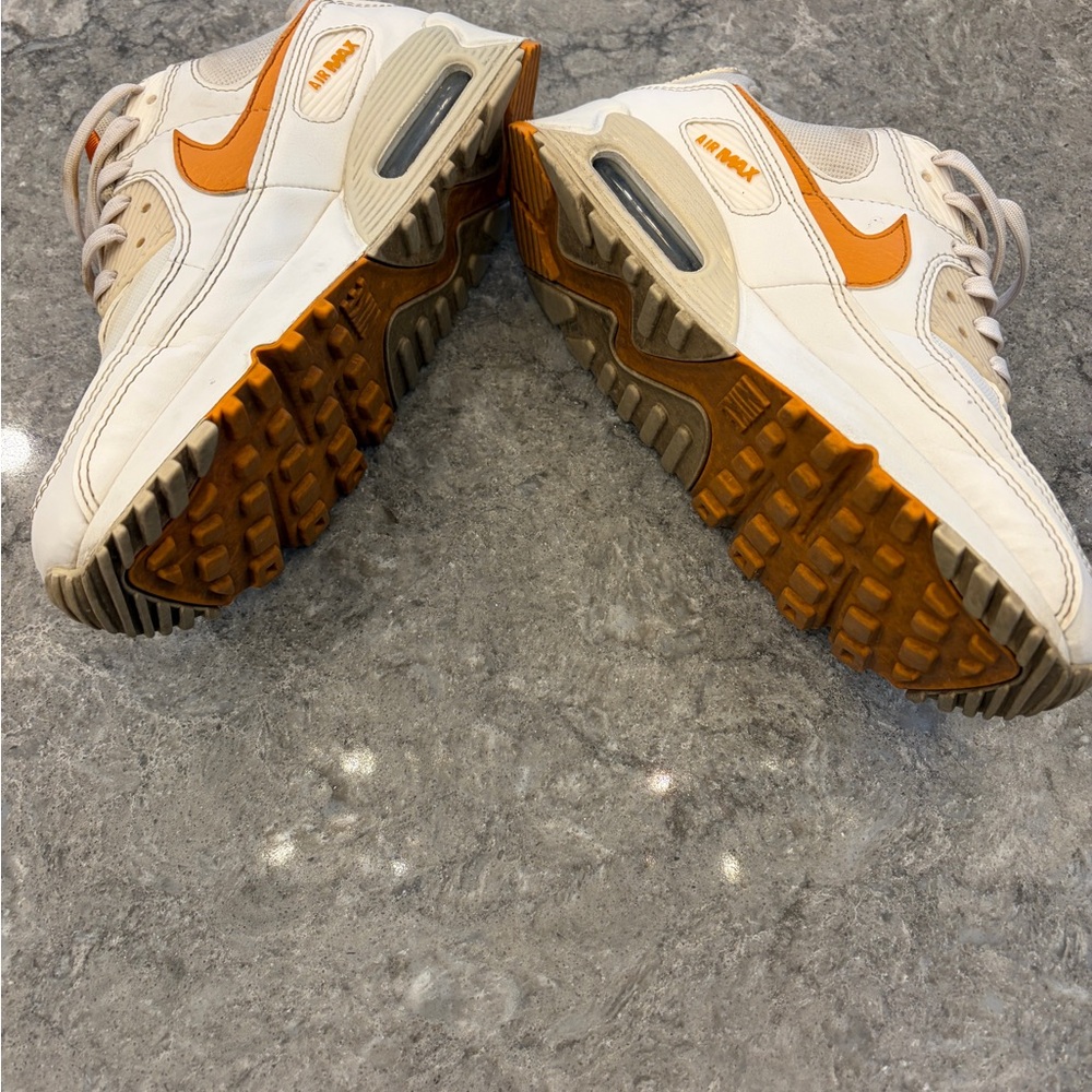 Nike White and Orange Air Max Retro Trainers